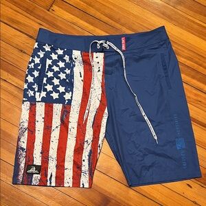 Freedom Industries Men's Navy Red White American Flag Board Shorts